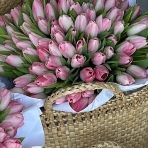 Parisian Pink Tulip Basket