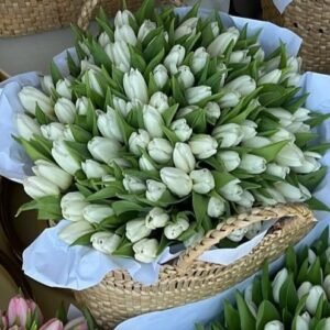 Parisian White Tulip Basket